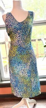 J Jill Watercolor Dress NWT Sz 16P Rayon Pockets Zip Artsy Garden Party Beachy